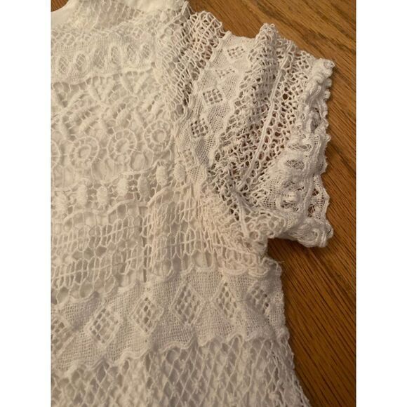 J. Crew, women's white lace front short sleeve blouse size 2 - Picture 3 of 7